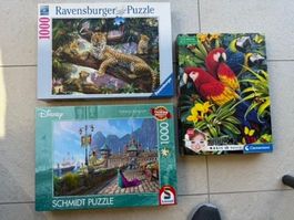 3 Puzzles: Leopard, Celebration, Papageien