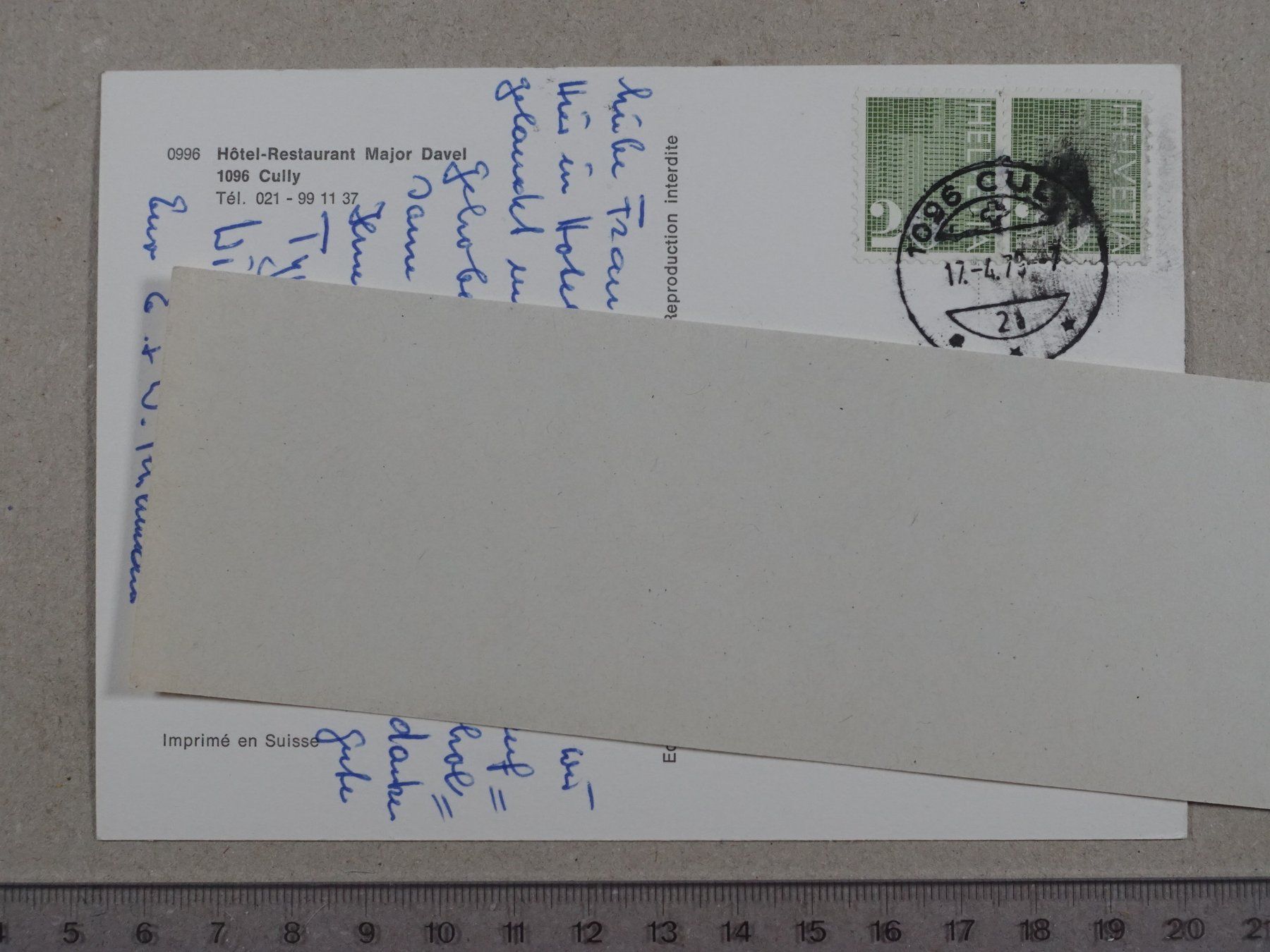 Cartoline postali: Cully, Hôtel Restaurant Major Davel – Usato da Lenzburg venduto da fh1 1