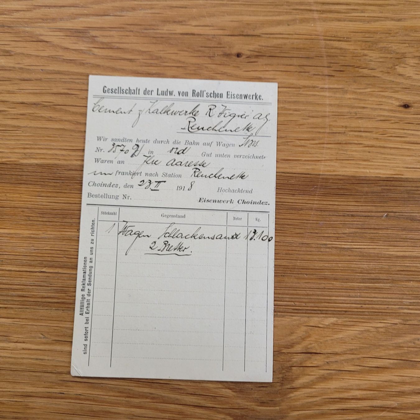 Tutti i francobolli: Dokument Choindez 1918 Reuchenette – Usato da Biel/Bienne venduto da Destockweb 1