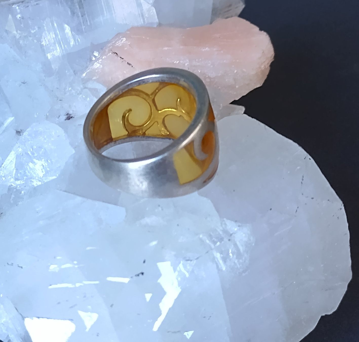 Anelli: MODERNER RING IN 925 SILBER MIT GELBER EINLAGE – Usato da Romanshorn venduto da Glitzer-Paradies 2
