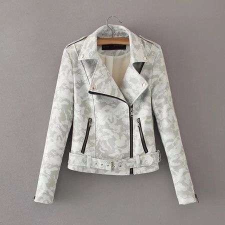 Stylische Camouflage Kunst-Lederjacke Gr. S