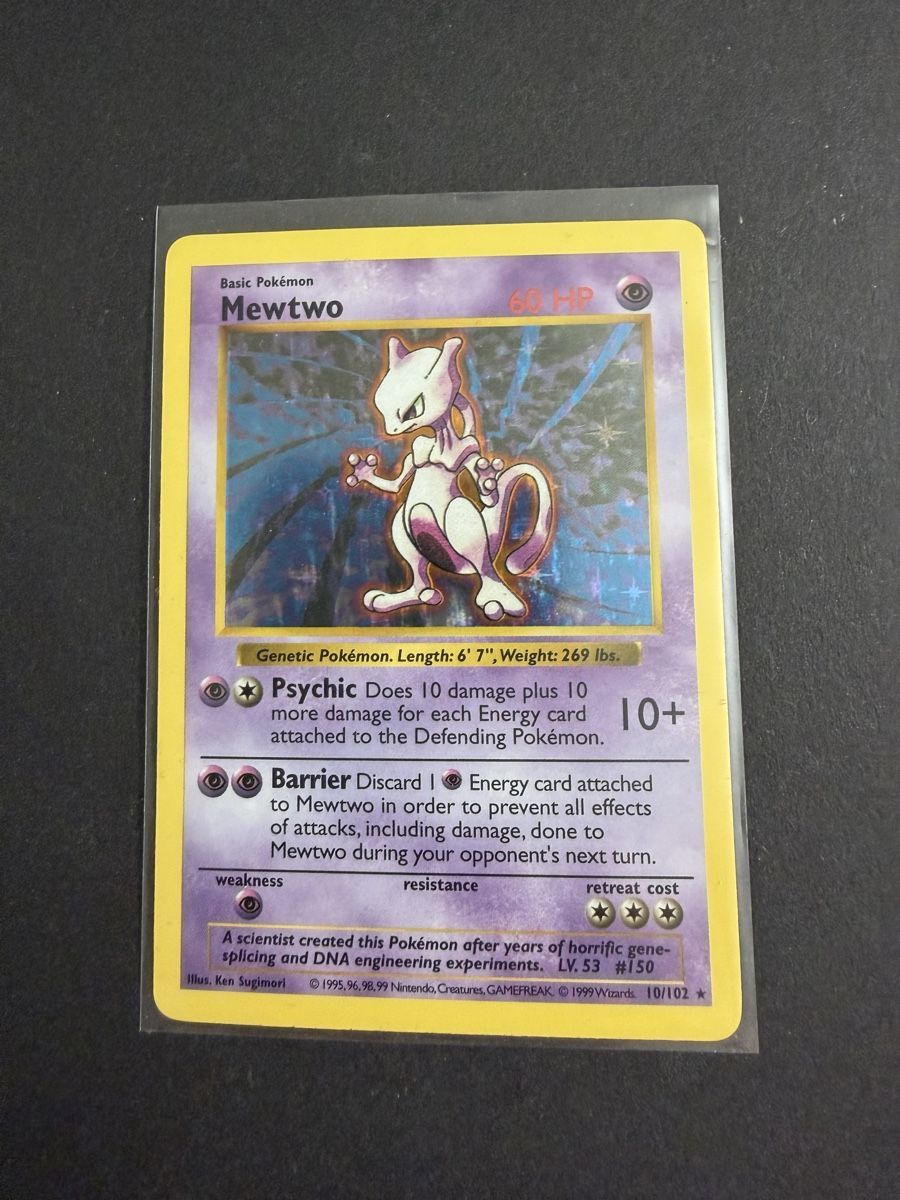 Pokémon Sammelbilder & Trading cards: Mewtwo Holo Shadowless 10/102 Pokemon Base Set LP – Gebraucht aus Adliswil von Parosek
