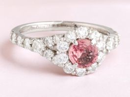 GIA Unerhitzter Padparadscha Saphir und Diamant Platin Ring