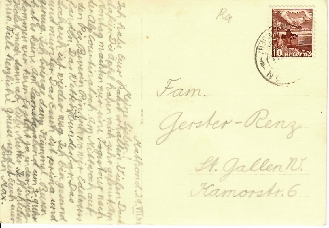 Ansichtskarten: Mathond 1943 – Gebraucht aus Hochdorf von Ziegel-16 1