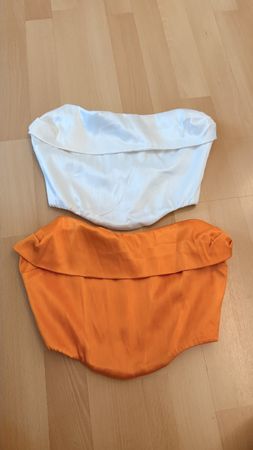 Corset Oberteile 2er Set Orange Weiss, Grösse S