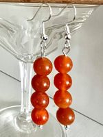 Silber Ohrringe 925 Apricot Calcit handgefertigt Unikat Neu