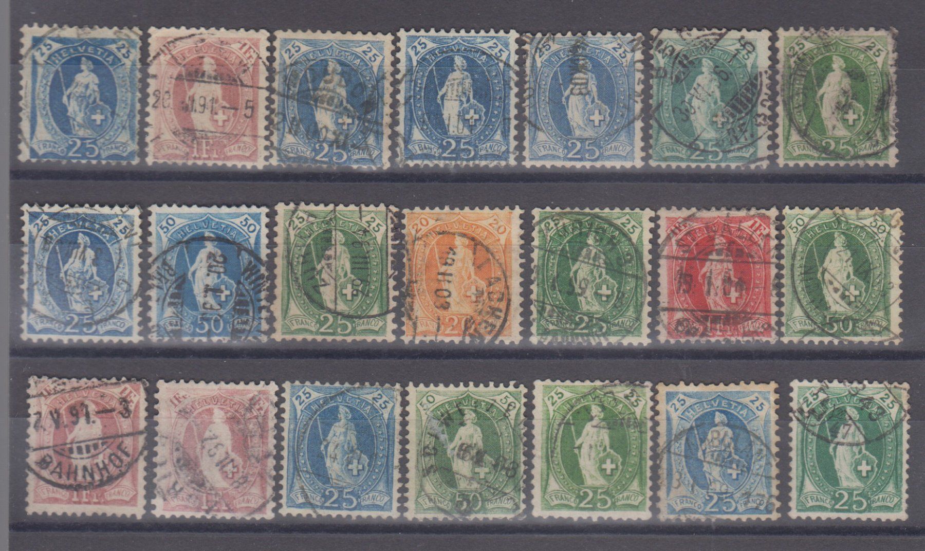 Tous les timbres: Lot de 21 Hélvéties debout – D'occasion à Boécourt par Denteles66