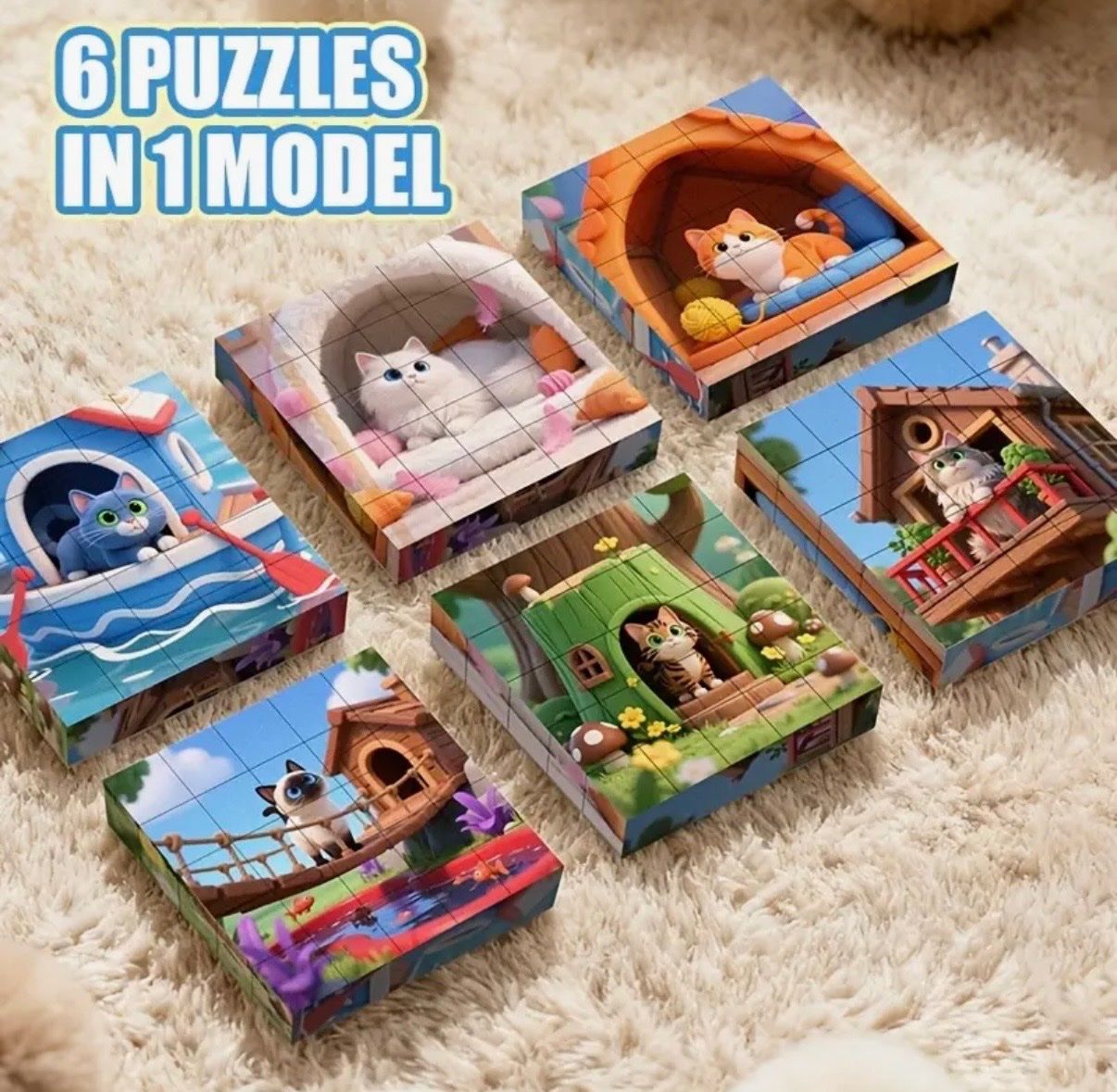 Puzzles: Puzzle-Magnetisch-Katze- 6 Puzzles in einem Block-kognitiv – Neu und originalverpackt aus Teufenthal AG von MeineSchatztruhe