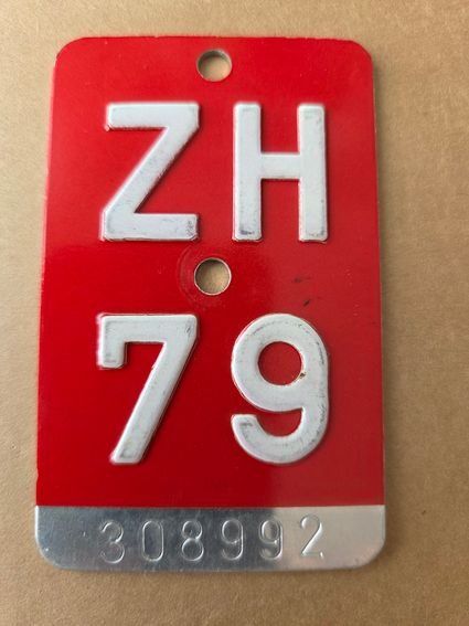 Sachs Schilder: Velonummer ZH 79 plaque velo – Gebraucht aus Schenkon von Uhu007