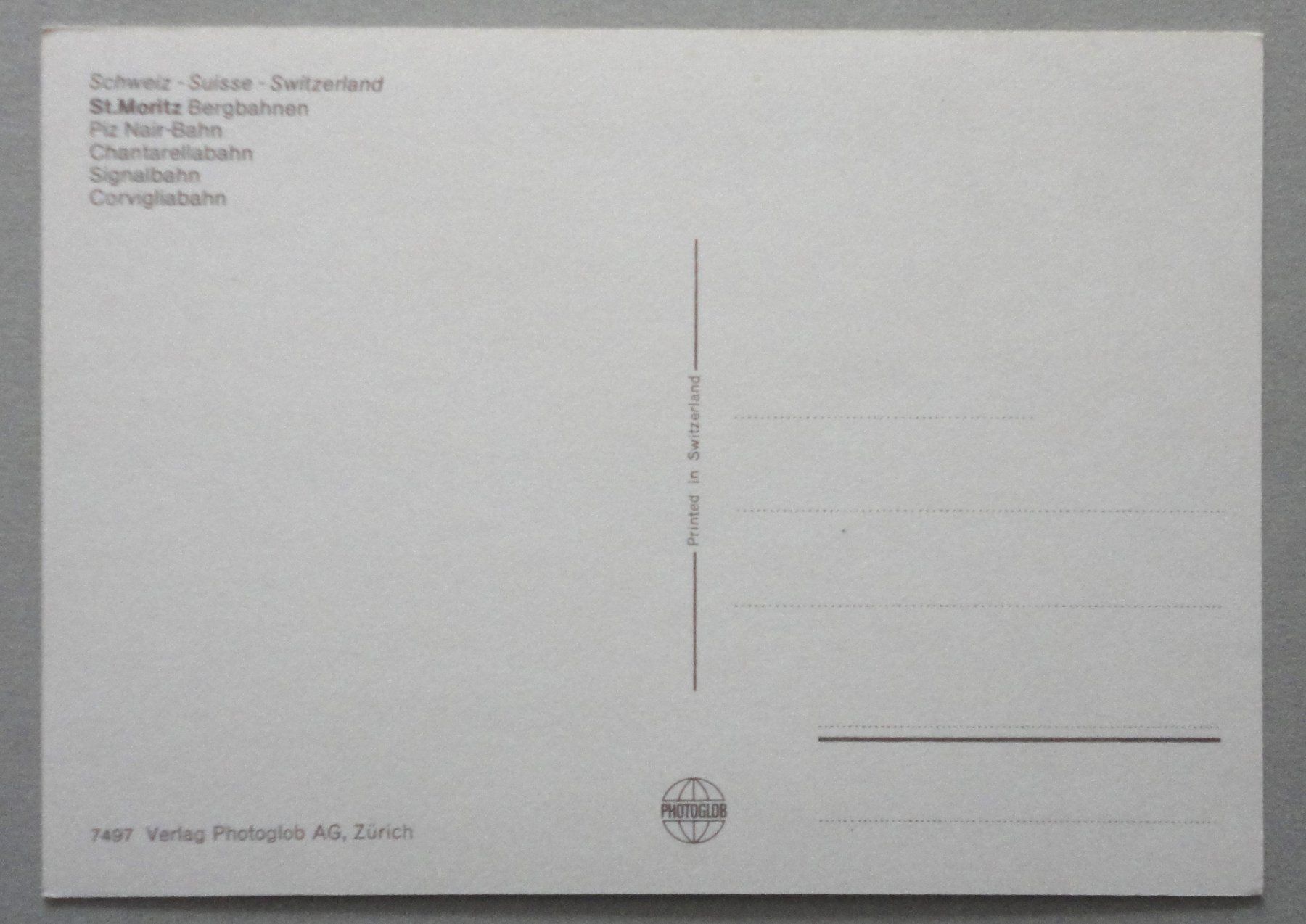 Cartoline postali: St. Moritz Bergbahnen – Usato da Fétigny venduto da Billy2miny 1