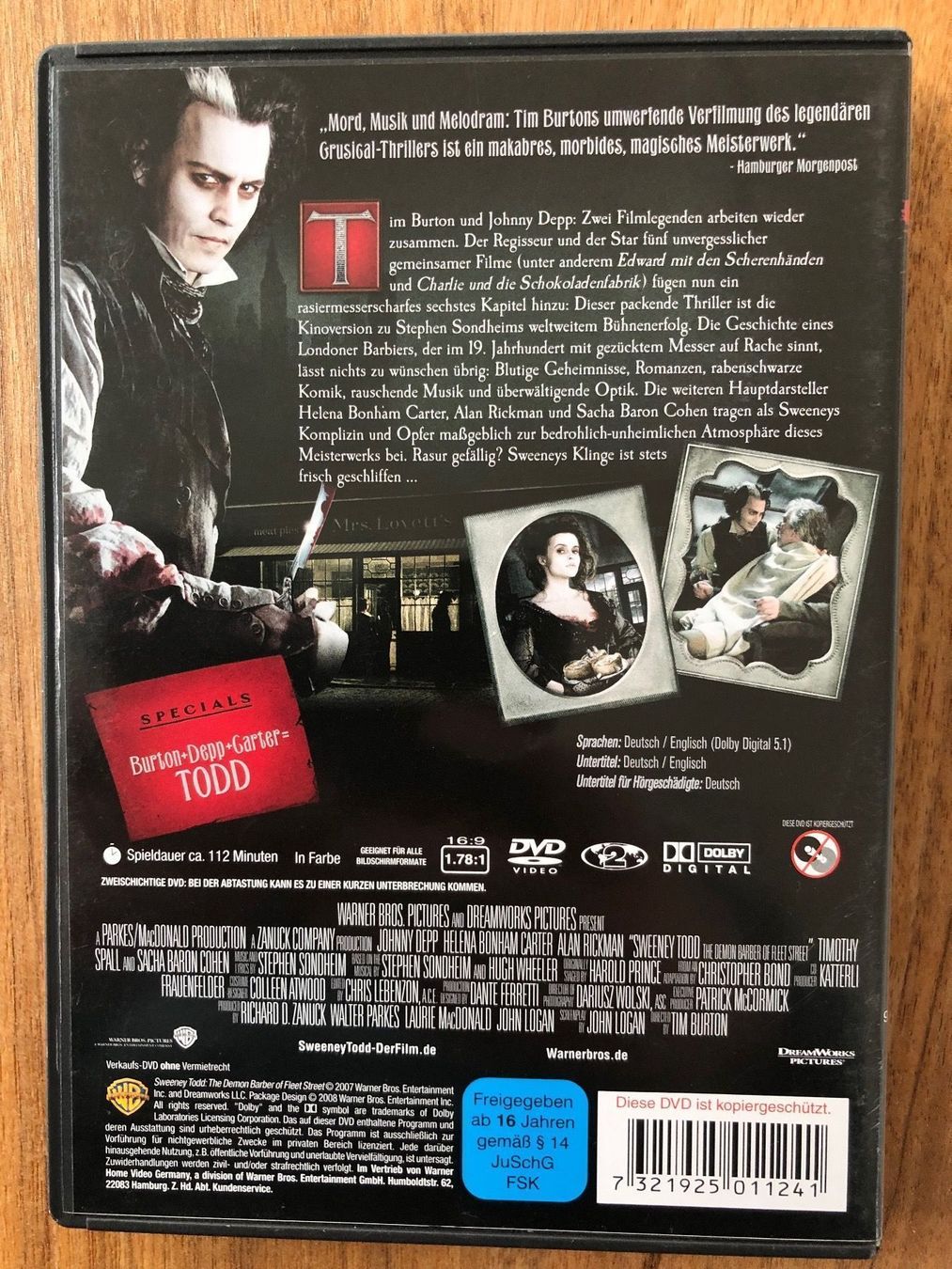 Tutti i DVDs: DVD Sweeney Todd – Usato da Belp venduto da brb66 1