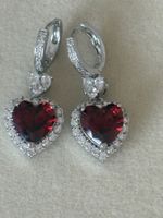 Luxus Elegante Zirkonia Ohrstecker Farbe:Silber / Rot