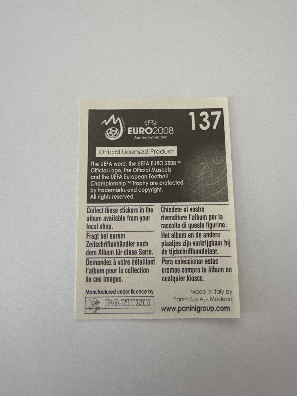 Panini Cartes à collectionner: Panini UEFA EM 2008 Sticker - Nr. 137 – D'occasion à Sulz AG par DealWerk 1