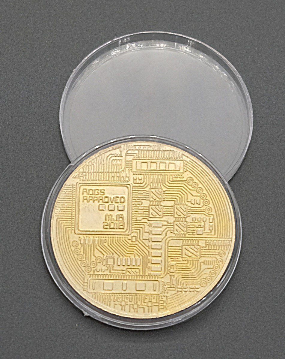 Tutti le monete: Schwebende Bitcoin Münze mit Vitrine und Box – Usato da Volketswil venduto da brockipfannenstil 8