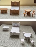 Schlafzimmer Set natur o weiss Teddybär Moto Holz Puppenhaus
