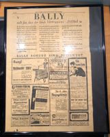 Originale Bally Zeitung von 1937 im Rahmen, Vintage