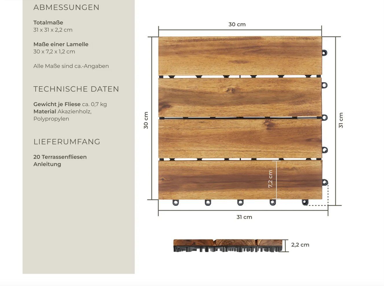 Rivestimenti per pavimenti: 20er Set Terrassenfliesen Tabula mit Klicksystem – Nuovo (secondo la descrizione) da Steinhausen venduto da Retourenprofis 5