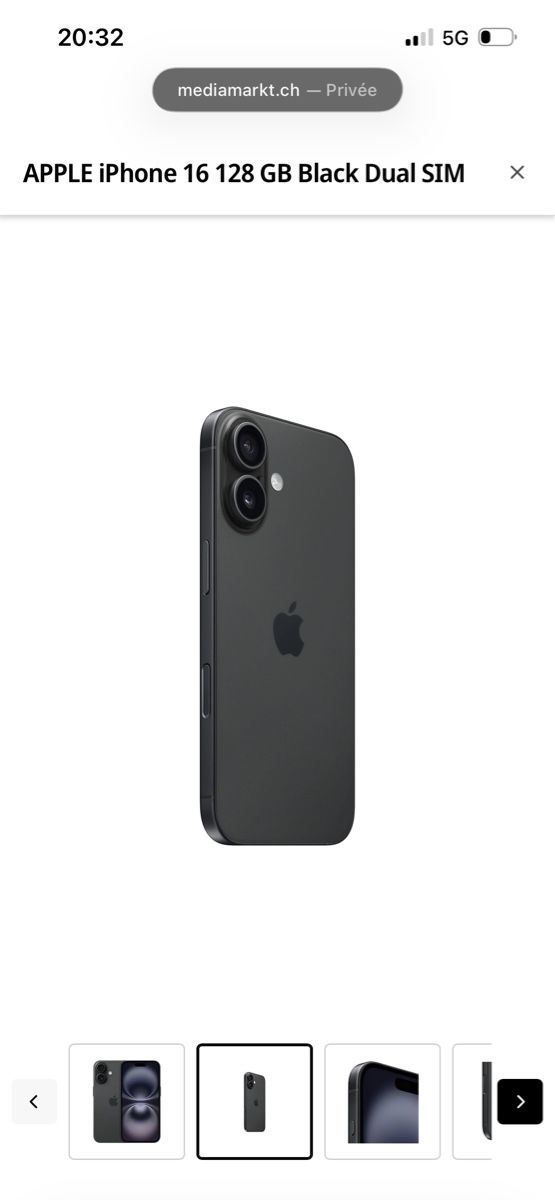 Apple Telefoni cellulari / Smartphones: iPhone 16 128 GB Noir Dual SIM (scellé) – Nuovo e nell'imballaggio originale da Genève venduto da ell_zc8m 2