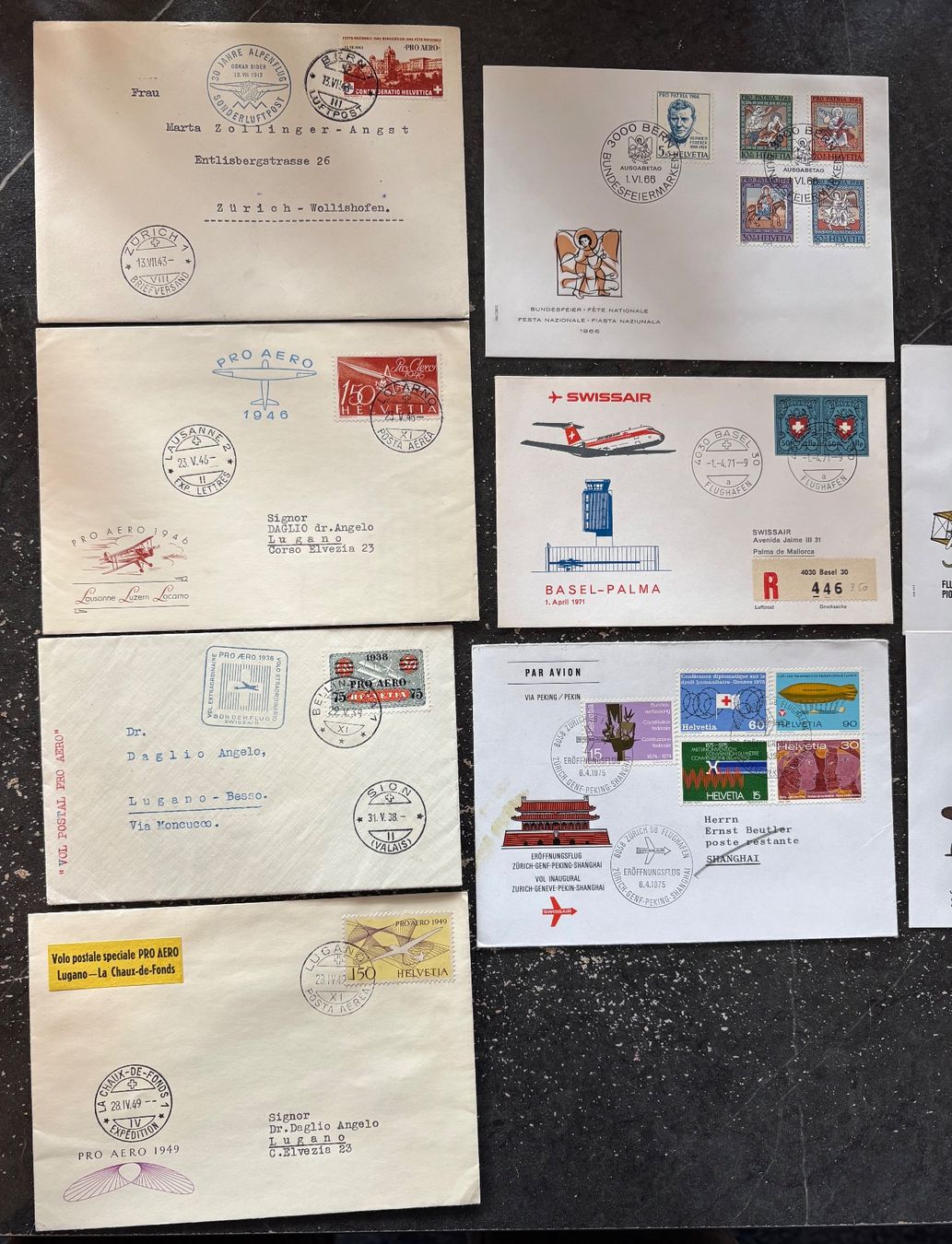 Alle Briefmarken: LOT : 9 Briefe Flugpost / Sonderflug / 1. Flug / FDC – Gebraucht aus St-Légier-Chiésaz von Theo006 1