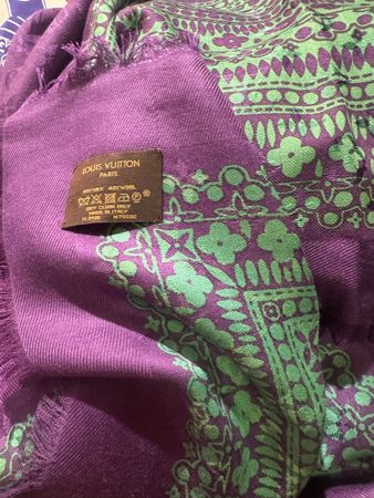 LOUIS VUITTON MONOGRAM TUCH VIOLETTE GRÜN SEIDE WOLLE M78692