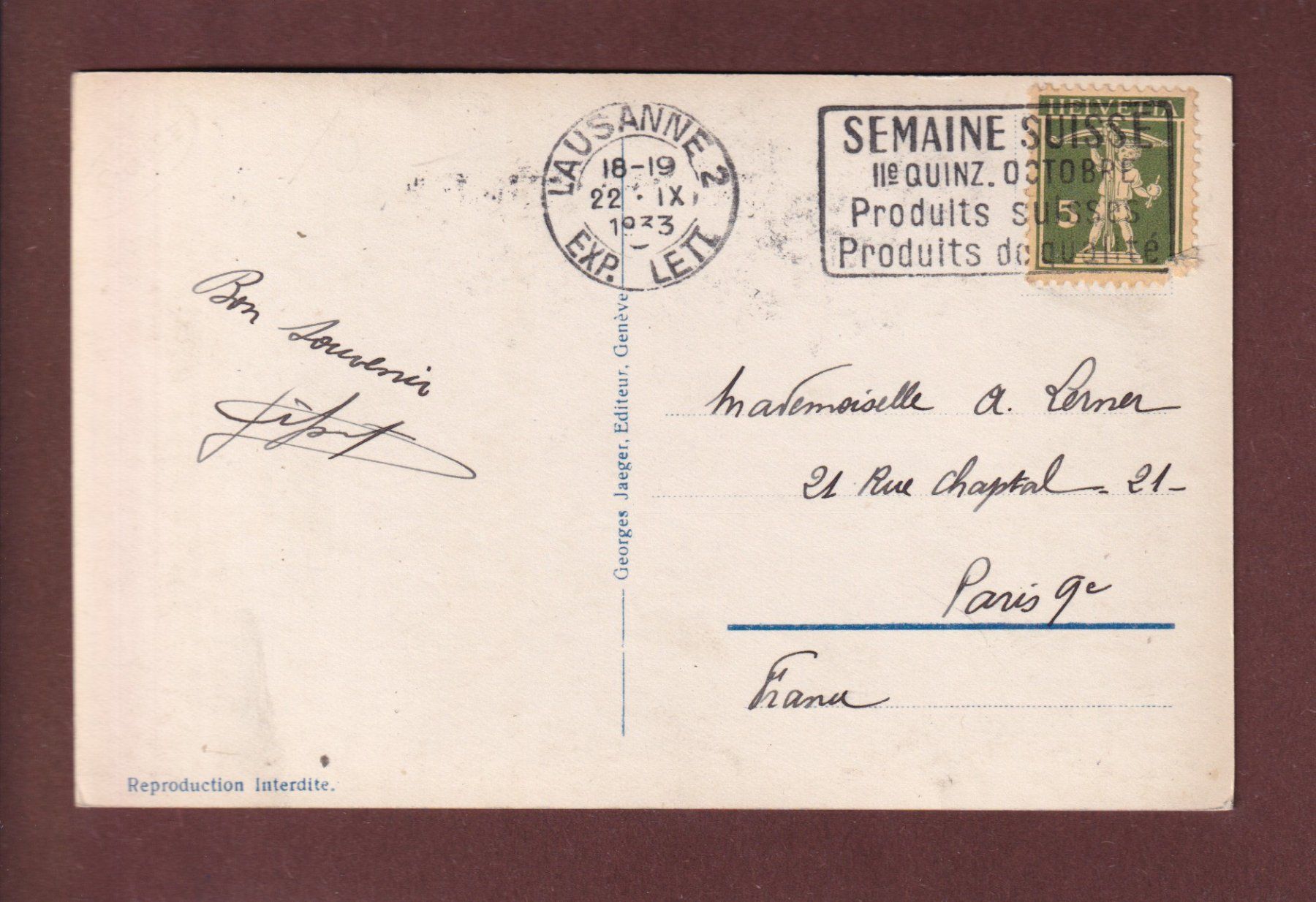 Cartes postales: LAUSANNE - Ouchy-Plage - 1933 – D'occasion à Pully par nicecards 1