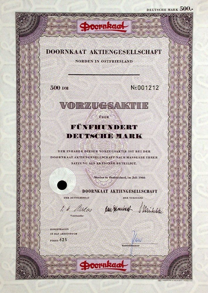 Documenti: Doornkaat AG, Norden - 1966 – Usato da Solothurn venduto da Sgasche