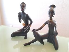 Paire de sculptures africaines vintage 