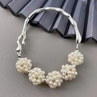 Lua Blumen weiss Perlen Armband Echt Bracelet rigide Perle