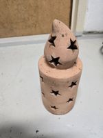 Weihnachtskerze mit Sternenmotiv aus Terracotta 30 cm hoch