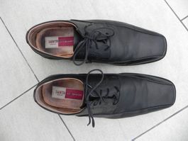 Santi Herren Schuhe Extraweit, Echtleder, Schwarz, Gr. 45