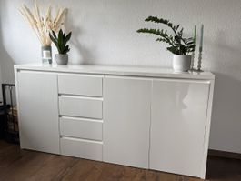 XXXLutz Sideboard weiss, hochglanz mit Schubladen und Türen