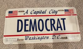 US Wahlkampf: Demokraten Nummernschild, Top Zustand!