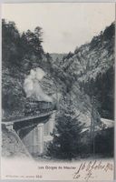 MOUTIER  - Les Gorges -  Train à vapeur - 1906