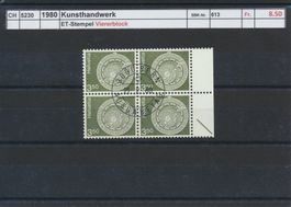 1980 "Kunsthandwerk - 3.50 Fr.", Viererblock, ET - Stempel