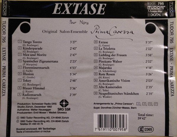 CDs: Prima Carezza - Salon Ensemble - Georges Boulanger – D'occasion à Unterbäch par tuqsa 1