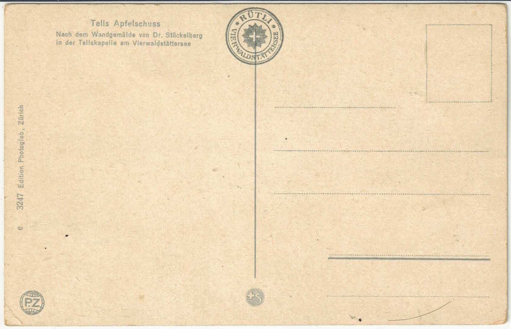 Cartoline postali: Tells Apfelschuss - Stückelberg - Litho – Usato da Ettingen venduto da Kartenplanet 1