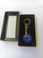 Schlüsselanhänger/Jeton Smiley blau mit Box