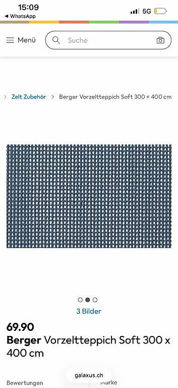 Tappeti: Berger Vorzeltteppich Soft 300 x 400 cm – Usato da Basel venduto da RueschMotorColl 1