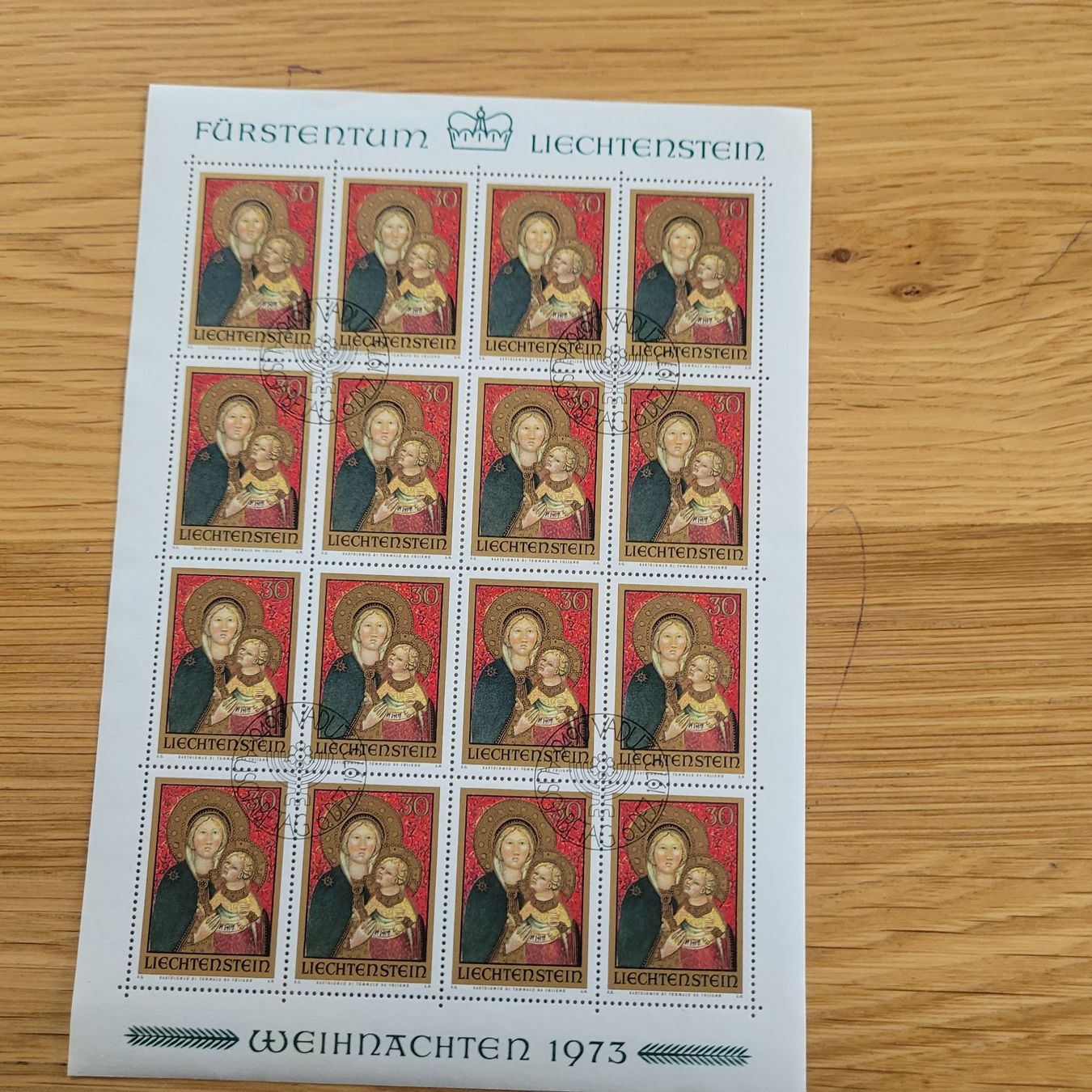 Tutti i francobolli: Kleinbogen Liechtenstein 1973 – Usato da Biel/Bienne venduto da Destockweb