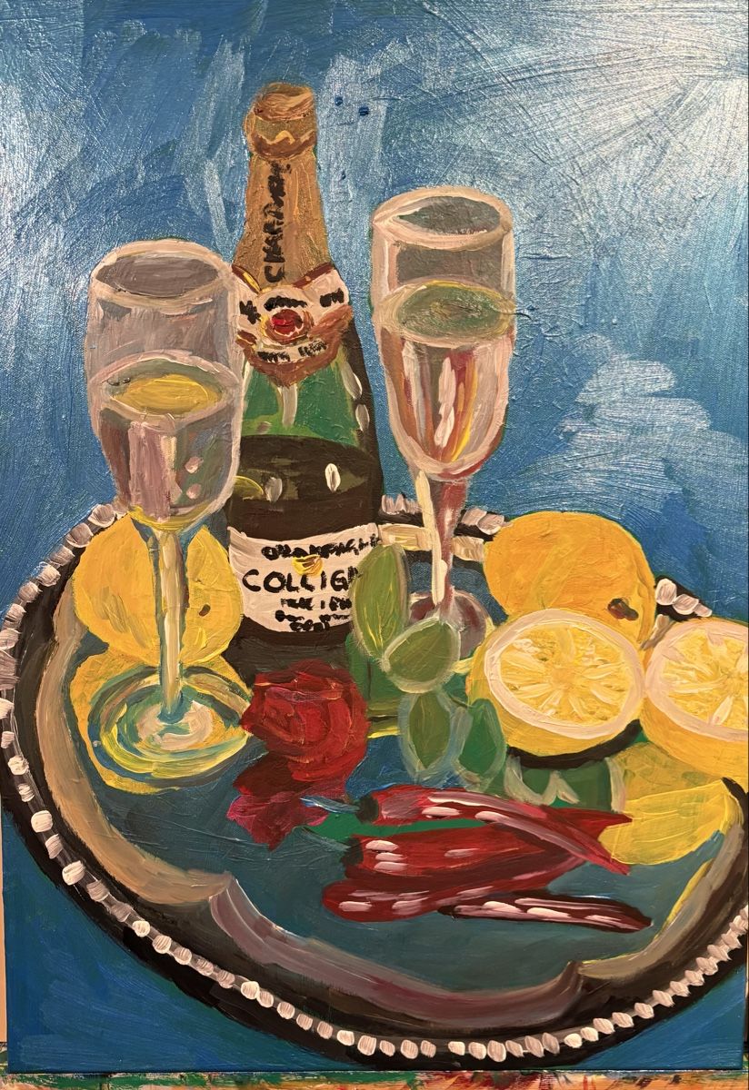 Dipinti: Gemälde: 50x70cm Stillleben mit Champagner - K – Nuovo e nell'imballaggio originale da Niederglatt ZH venduto da Sils-Maria