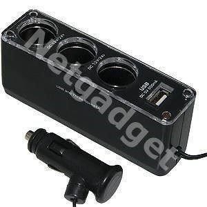 Caricabatterie: Car Charger mit USB-Anschluss+3 Sockets – Nuovo e nell'imballaggio originale da Yverdon-les-Bains venduto da Netgadget