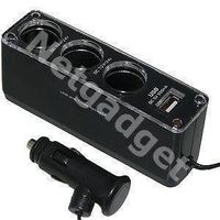 Car Charger mit USB-Anschluss+3 Sockets