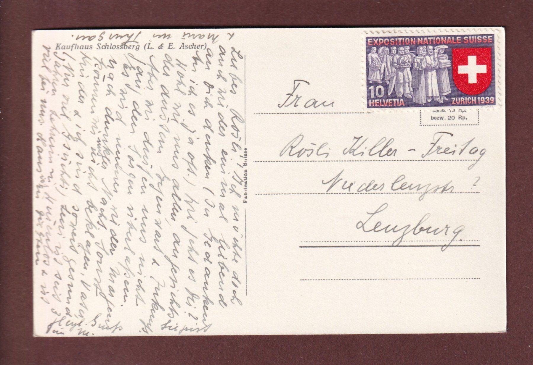 Cartoline postali: BADEN - Kurbrunnenanlage - 1939 – Usato da Pully venduto da nicecards 1
