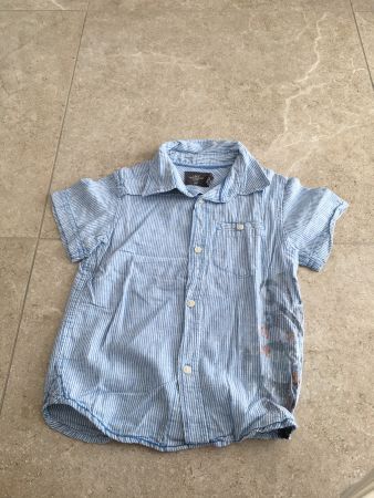 H&M Jungen Leinenhemd blau gestreift Gr. 116 Sommer