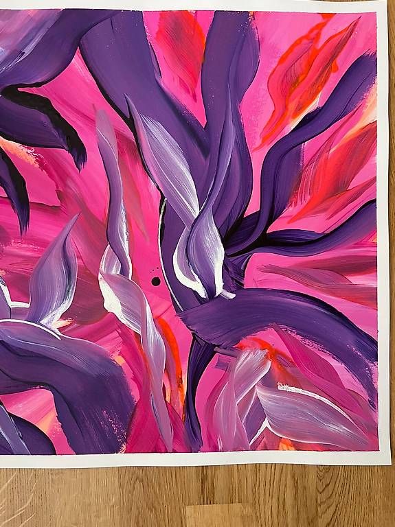 Gemälde: 60x50cm Bild pink-violett "Passionsblumen" – Neu und originalverpackt aus Urdorf von manuela4 1