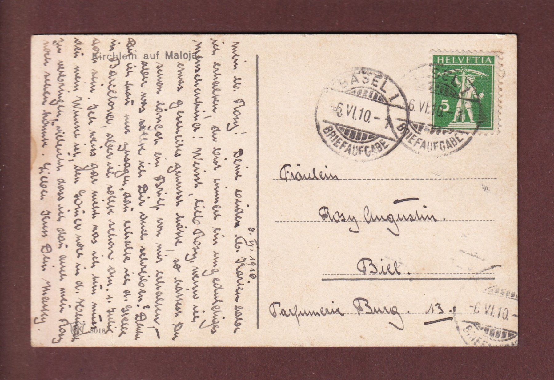 Cartoline postali: Kirchlein auf MALOJA - 1910 – Usato da Pully venduto da nicecards 1