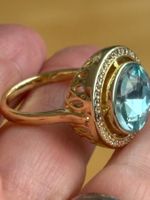 Luxus Elegante Solitär gr: 19/9 Ring Farbe: Gold /blau