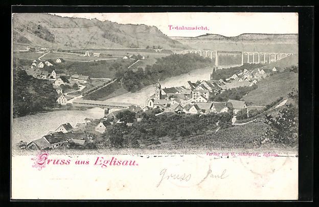 Cartoline postali: AK Eglisau, Totalansicht vom Ort, 1901 – Usato da Berlin venduto da bartko-reher