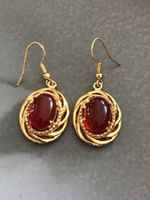 XXL rubinfarb verg.CABOCHON Ohrh. 24mm imposant und günstig