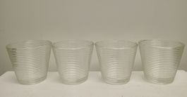 Elegantes Glas-Windlicht mit Rillenmuster, schön, 4 Stk
